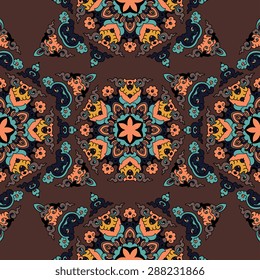 Seamless pattern ethnic style. Vintage decorative texture. Indian, arabic motive.