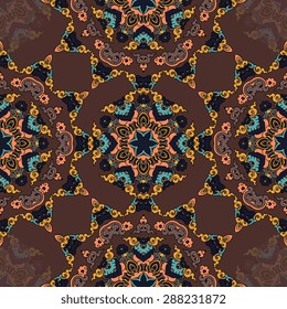 Seamless pattern ethnic style. Vintage decorative texture. Indian, arabic motive.