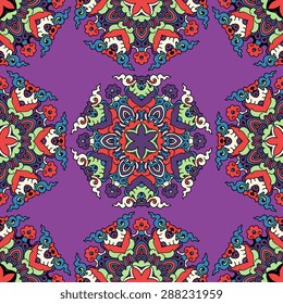 Seamless pattern ethnic style. Vintage decorative texture. Indian, arabic motive.