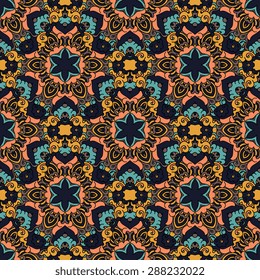 Seamless pattern ethnic style. Vintage decorative texture. Indian, arabic motive.