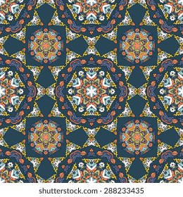 Seamless pattern ethnic style. Vintage decorative texture. Indian, arabic motive.