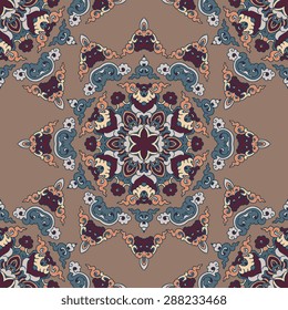 Seamless pattern ethnic style. Vintage decorative texture. Indian, arabic motive.