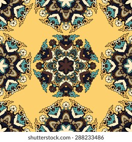 Seamless pattern ethnic style. Vintage decorative texture. Indian, arabic motive.