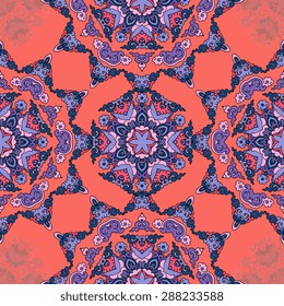 Seamless pattern ethnic style. Vintage decorative texture. Indian, arabic motive.