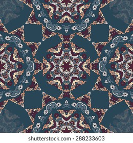 Seamless pattern ethnic style. Vintage decorative texture. Indian, arabic motive.