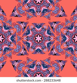 Seamless pattern ethnic style. Vintage decorative texture. Indian, arabic motive.