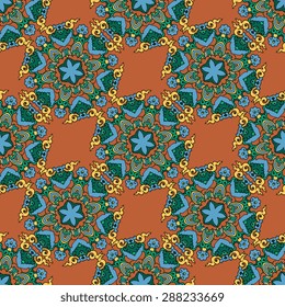 Seamless pattern ethnic style. Vintage decorative texture. Indian, arabic motive.