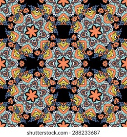 Seamless pattern ethnic style. Vintage decorative texture. Indian, arabic motive.