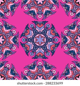 Seamless pattern ethnic style. Vintage decorative texture. Indian, arabic motive.