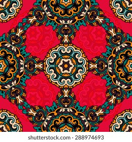 Seamless pattern ethnic style. Vintage decorative texture. Indian, arabic motive.