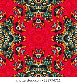 Seamless pattern ethnic style. Vintage decorative texture. Indian, arabic motive.