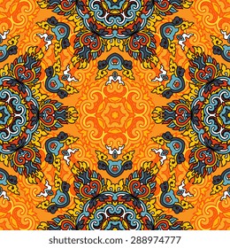 Seamless pattern ethnic style. Vintage decorative texture. Indian, arabic motive.