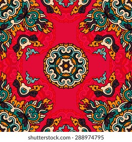 Seamless pattern ethnic style. Vintage decorative texture. Indian, arabic motive.