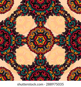 Seamless pattern ethnic style. Vintage decorative texture. Indian, arabic motive.