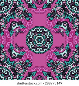 Seamless pattern ethnic style. Vintage decorative texture. Indian, arabic motive.