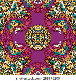 Seamless pattern ethnic style. Vintage decorative texture. Indian, arabic motive.