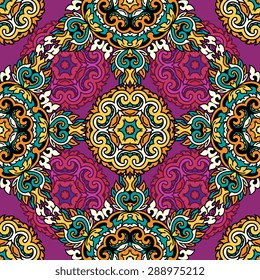 Seamless pattern ethnic style. Vintage decorative texture. Indian, arabic motive.