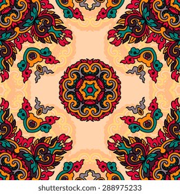 Seamless pattern ethnic style. Vintage decorative texture. Indian, arabic motive.