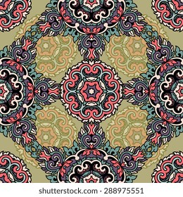 Seamless pattern ethnic style. Vintage decorative texture. Indian, arabic motive.