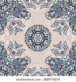 Seamless pattern ethnic style. Vintage decorative texture. Indian, arabic motive.