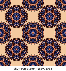 Seamless pattern ethnic style. Vintage decorative texture. Indian, arabic motive.