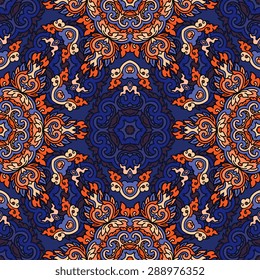 Seamless pattern ethnic style. Vintage decorative texture. Indian, arabic motive.