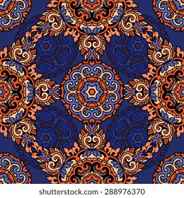 Seamless pattern ethnic style. Vintage decorative texture. Indian, arabic motive.