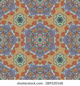 Seamless pattern ethnic style. Vintage decorative texture. Indian, arabic motive.