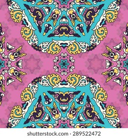 Seamless pattern ethnic style. Vintage decorative texture. Indian, arabic motive.