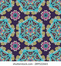 Seamless pattern ethnic style. Vintage decorative texture. Indian, arabic motive.