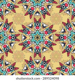 Seamless pattern ethnic style. Vintage decorative texture. Indian, arabic motive.