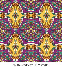 Seamless pattern ethnic style. Vintage decorative texture. Indian, arabic motive.
