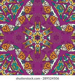 Seamless pattern ethnic style. Vintage decorative texture. Indian, arabic motive.