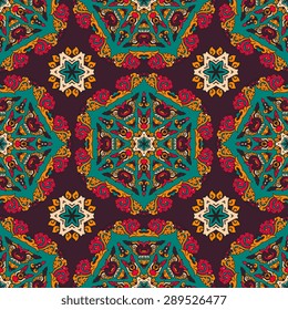 Seamless pattern ethnic style. Vintage decorative texture. Indian, arabic motive.