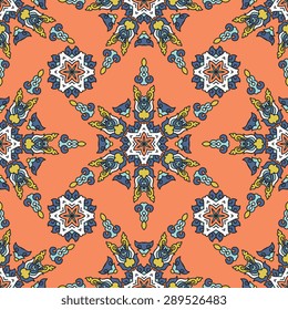 Seamless pattern ethnic style. Vintage decorative texture. Indian, arabic motive.