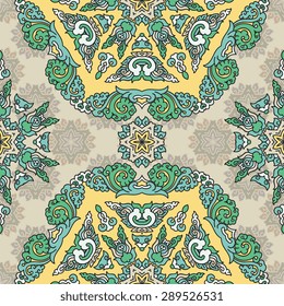 Seamless pattern ethnic style. Vintage decorative texture. Indian, arabic motive.