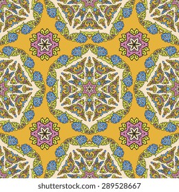 Seamless pattern ethnic style. Vintage decorative texture. Indian, arabic motive.