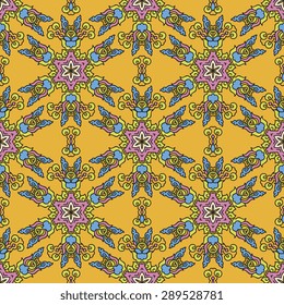 Seamless pattern ethnic style. Vintage decorative texture. Indian, arabic motive.