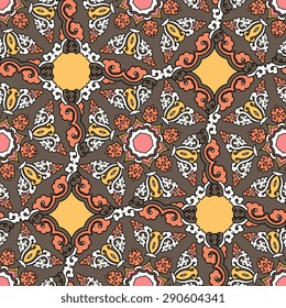 Seamless pattern ethnic style. Vintage decorative texture. Indian, arabic motive.