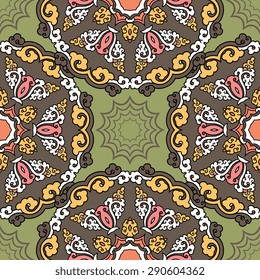 Seamless pattern ethnic style. Vintage decorative texture. Indian, arabic motive.