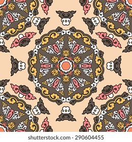 Seamless pattern ethnic style. Vintage decorative texture. Indian, arabic motive.