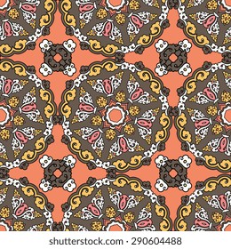 Seamless pattern ethnic style. Vintage decorative texture. Indian, arabic motive.