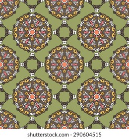 Seamless pattern ethnic style. Vintage decorative texture. Indian, arabic motive.