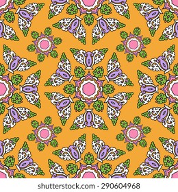 Seamless pattern ethnic style. Vintage decorative texture. Indian, arabic motive.