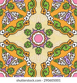 Seamless pattern ethnic style. Vintage decorative texture. Indian, arabic motive.