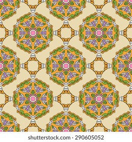 Seamless pattern ethnic style. Vintage decorative texture. Indian, arabic motive.