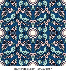 Seamless pattern ethnic style. Vintage decorative texture. Indian, arabic motive.