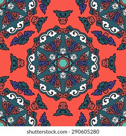 Seamless pattern ethnic style. Vintage decorative texture. Indian, arabic motive.