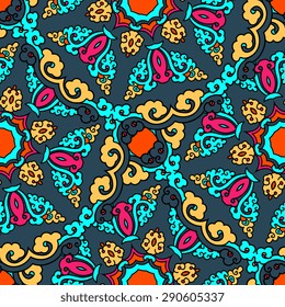Seamless pattern ethnic style. Vintage decorative texture. Indian, arabic motive.