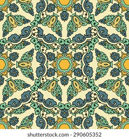 Seamless pattern ethnic style. Vintage decorative texture. Indian, arabic motive.